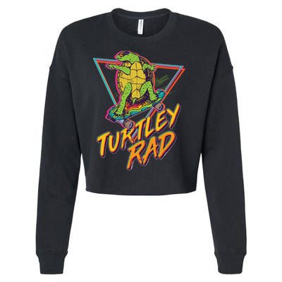Funny Retro 80's Turtley Rad Skateboarding Turtle Cropped Pullover Crew
