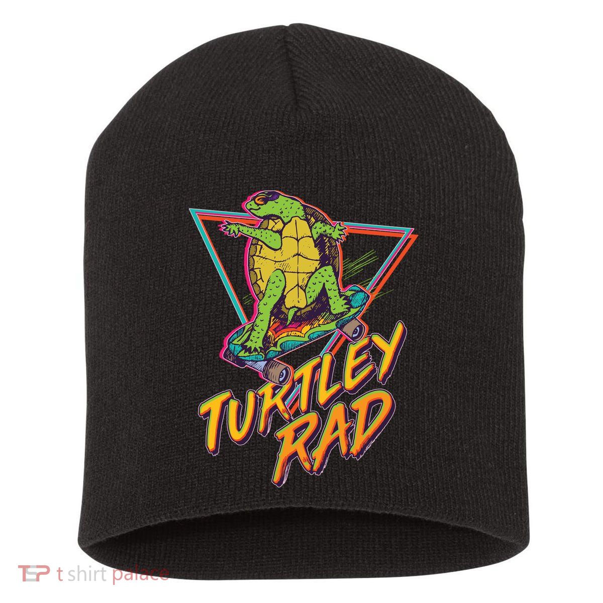 Funny Retro 80's Turtley Rad Skateboarding Turtle Short Acrylic Beanie
