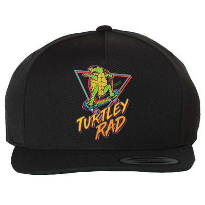 Funny Retro 80's Turtley Rad Skateboarding Turtle Wool Snapback Cap