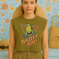 Funny Retro 80's Turtley Rad Skateboarding Turtle Garment-Dyed Women's Muscle Tee