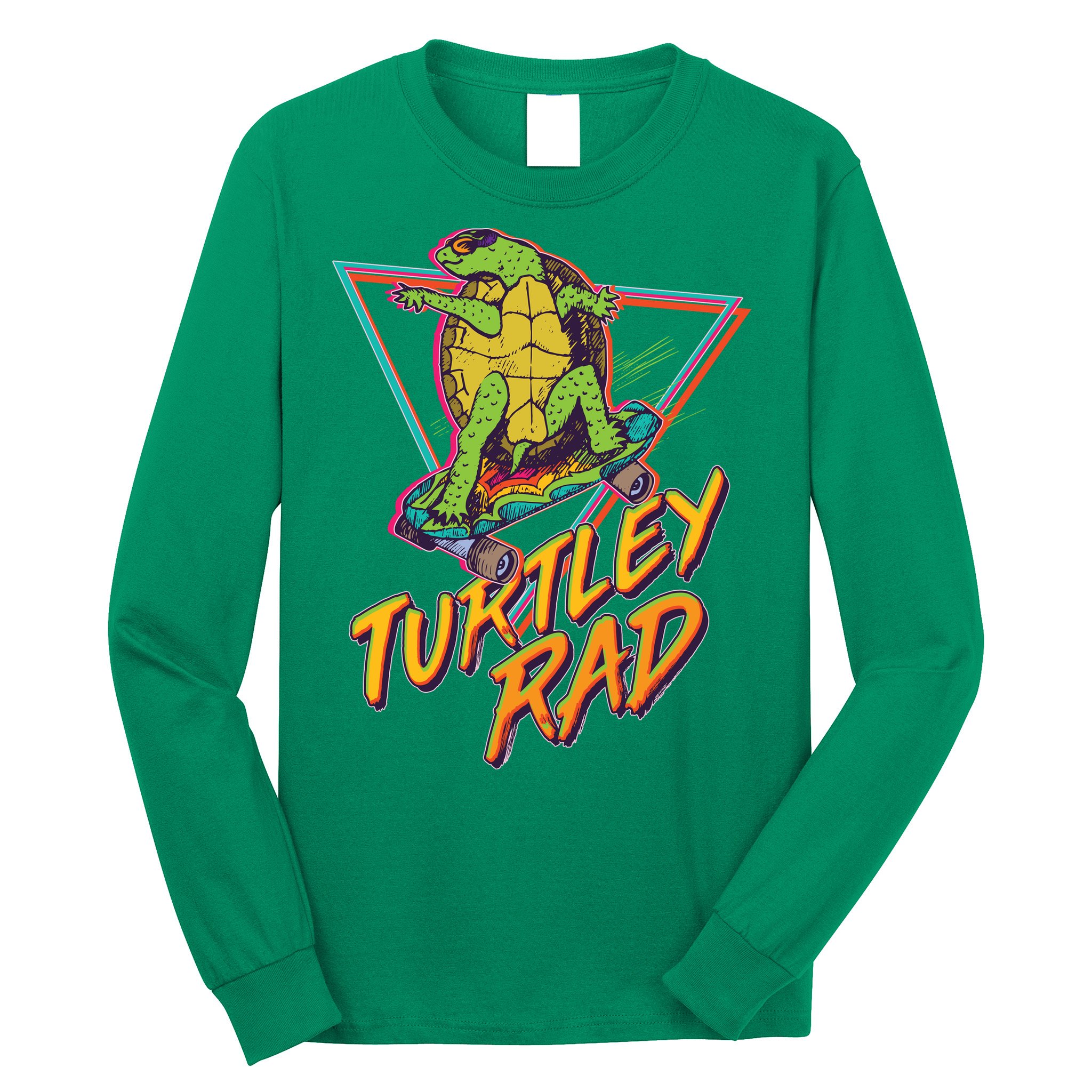 Funny Retro 80's Turtley Rad Skateboarding Turtle Long Sleeve Shirt