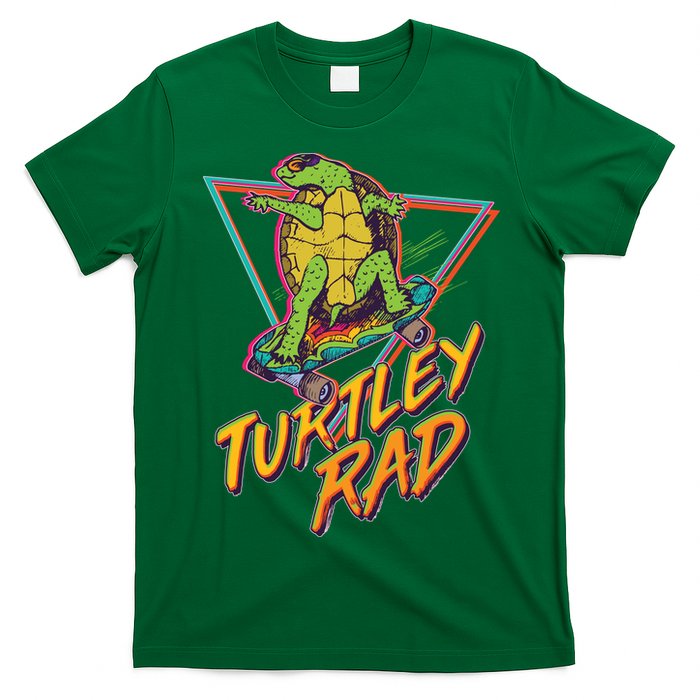 Funny Retro 80's Turtley Rad Skateboarding Turtle T-Shirt