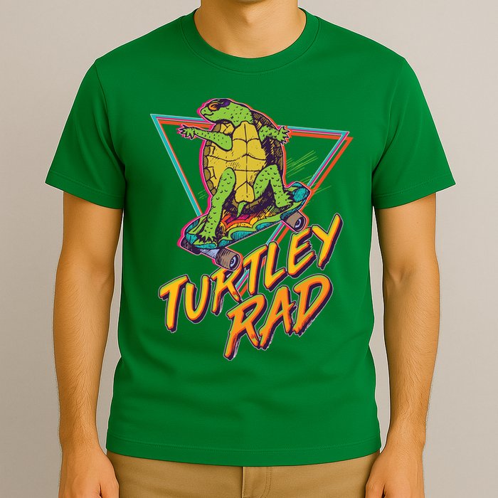 Funny Retro 80's Turtley Rad Skateboarding Turtle T-Shirt