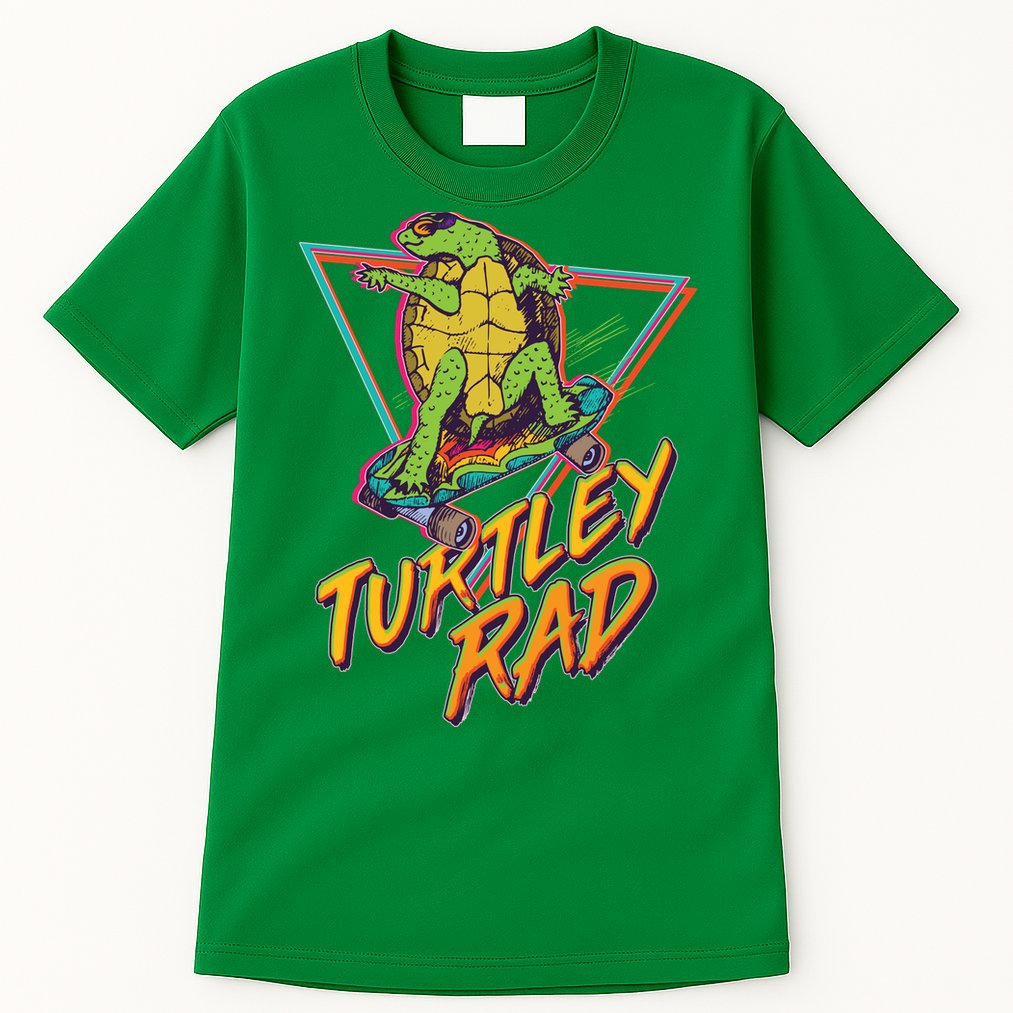 Funny Retro 80's Turtley Rad Skateboarding Turtle Tall T-Shirt