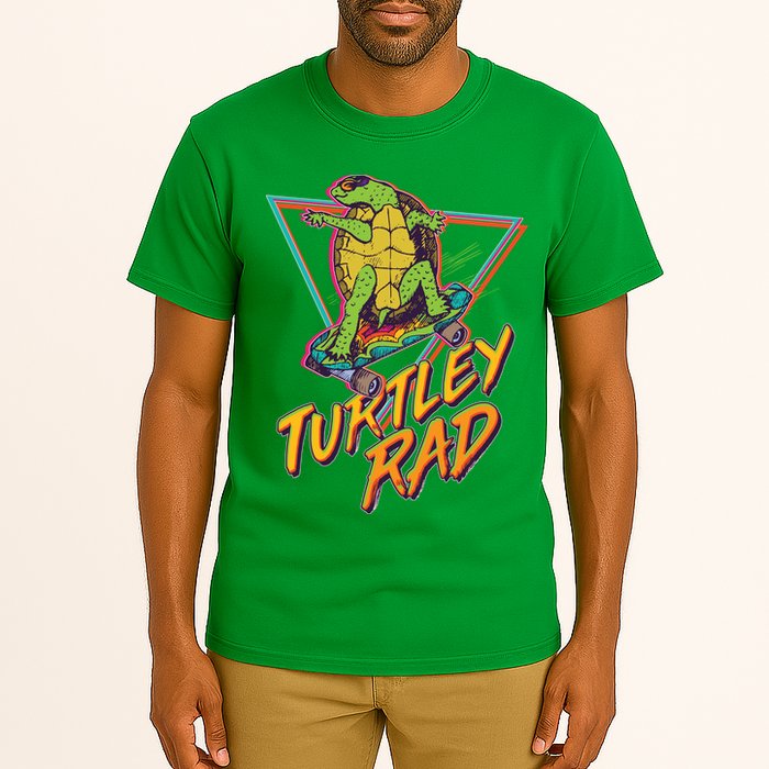 Funny Retro 80's Turtley Rad Skateboarding Turtle Tall T-Shirt