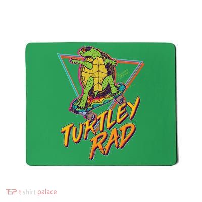 Funny Retro 80's Turtley Rad Skateboarding Turtle Mousepad