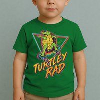 Funny Retro 80's Turtley Rad Skateboarding Turtle Toddler T-Shirt