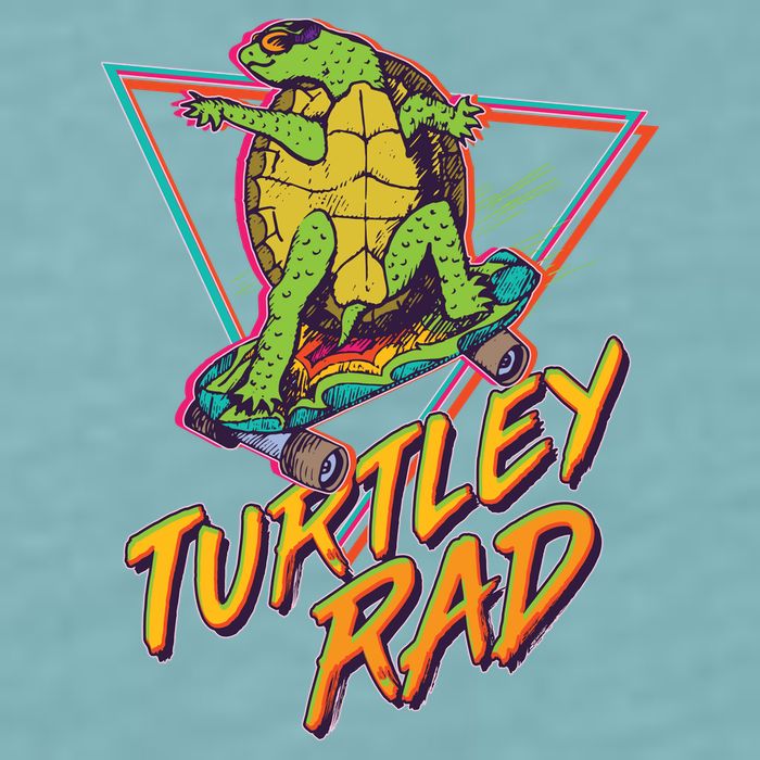 Funny Retro 80's Turtley Rad Skateboarding Turtle Sueded Cloud Jersey T-Shirt