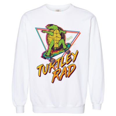 Funny Retro 80's Turtley Rad Skateboarding Turtle Garment-Dyed Sweatshirt