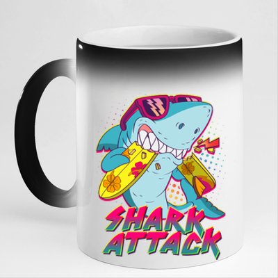 Funny Retro 80s Shark Attack 11oz Black Color Changing Mug