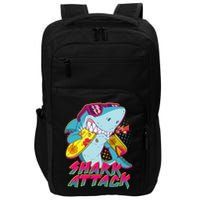 Funny Retro 80s Shark Attack Impact Tech Backpack