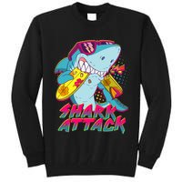 Funny Retro 80s Shark Attack Tall Sweatshirt