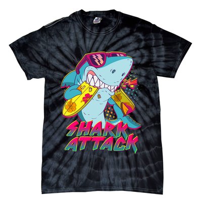 Funny Retro 80s Shark Attack Tie-Dye T-Shirt