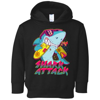 Funny Retro 80s Shark Attack Toddler Hoodie