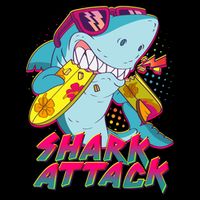 Funny Retro 80s Shark Attack Tall Hoodie