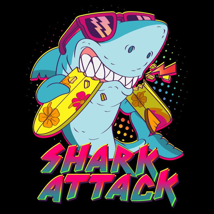 Funny Retro 80s Shark Attack Tall Hoodie
