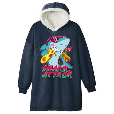 Funny Retro 80s Shark Attack Hooded Wearable Blanket