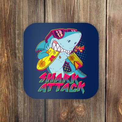 Funny Retro 80s Shark Attack Coaster