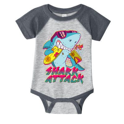 Funny Retro 80s Shark Attack Infant Baby Jersey Bodysuit