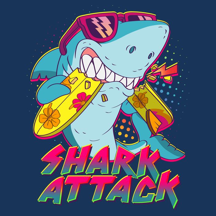 Funny Retro 80s Shark Attack Infant Baby Jersey Bodysuit