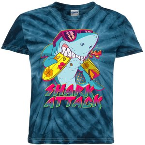 Funny Retro 80s Shark Attack Kids Tie-Dye T-Shirt