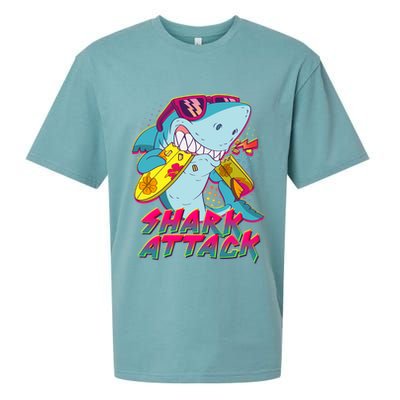 Funny Retro 80s Shark Attack Sueded Cloud Jersey T-Shirt