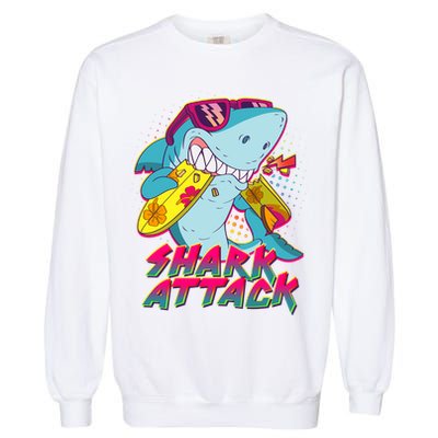 Funny Retro 80s Shark Attack Garment-Dyed Sweatshirt
