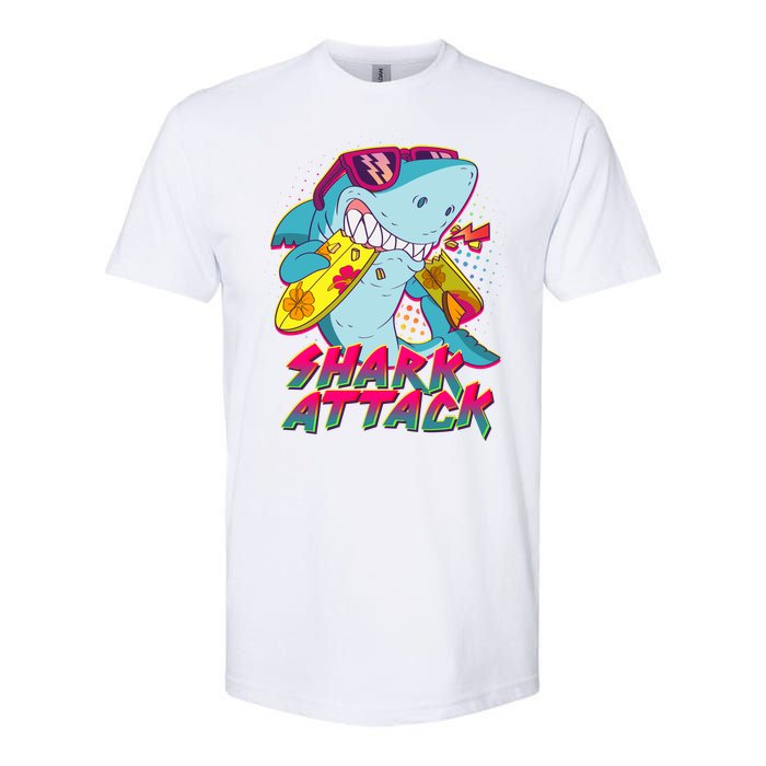 Funny Retro 80s Shark Attack Softstyle CVC T-Shirt