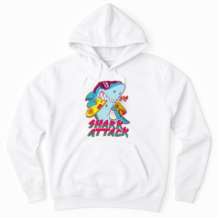 Funny Retro 80s Shark Attack Hoodie