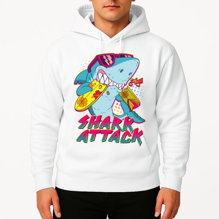 Funny Retro 80s Shark Attack Hoodie