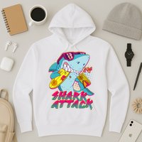 Funny Retro 80s Shark Attack Hoodie