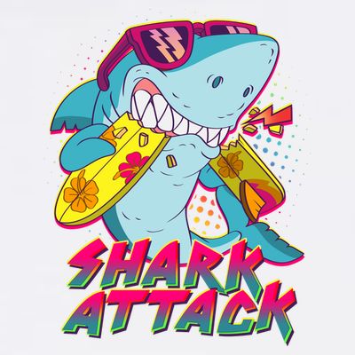 Funny Retro 80s Shark Attack T-Shirt