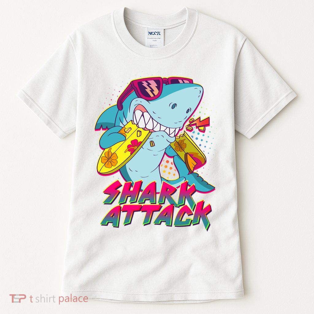 Funny Retro 80s Shark Attack Tall T-Shirt