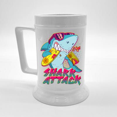 Funny Retro 80s Shark Attack Beer Stein