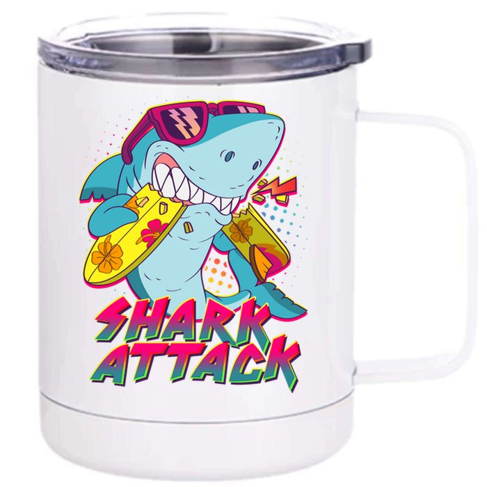 Funny Retro 80s Shark Attack 12 oz Stainless Steel Tumbler Cup