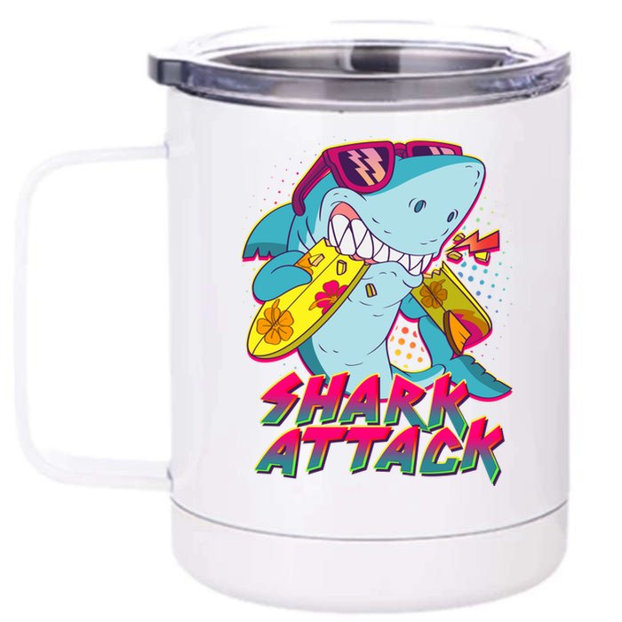 Funny Retro 80s Shark Attack 12 oz Stainless Steel Tumbler Cup