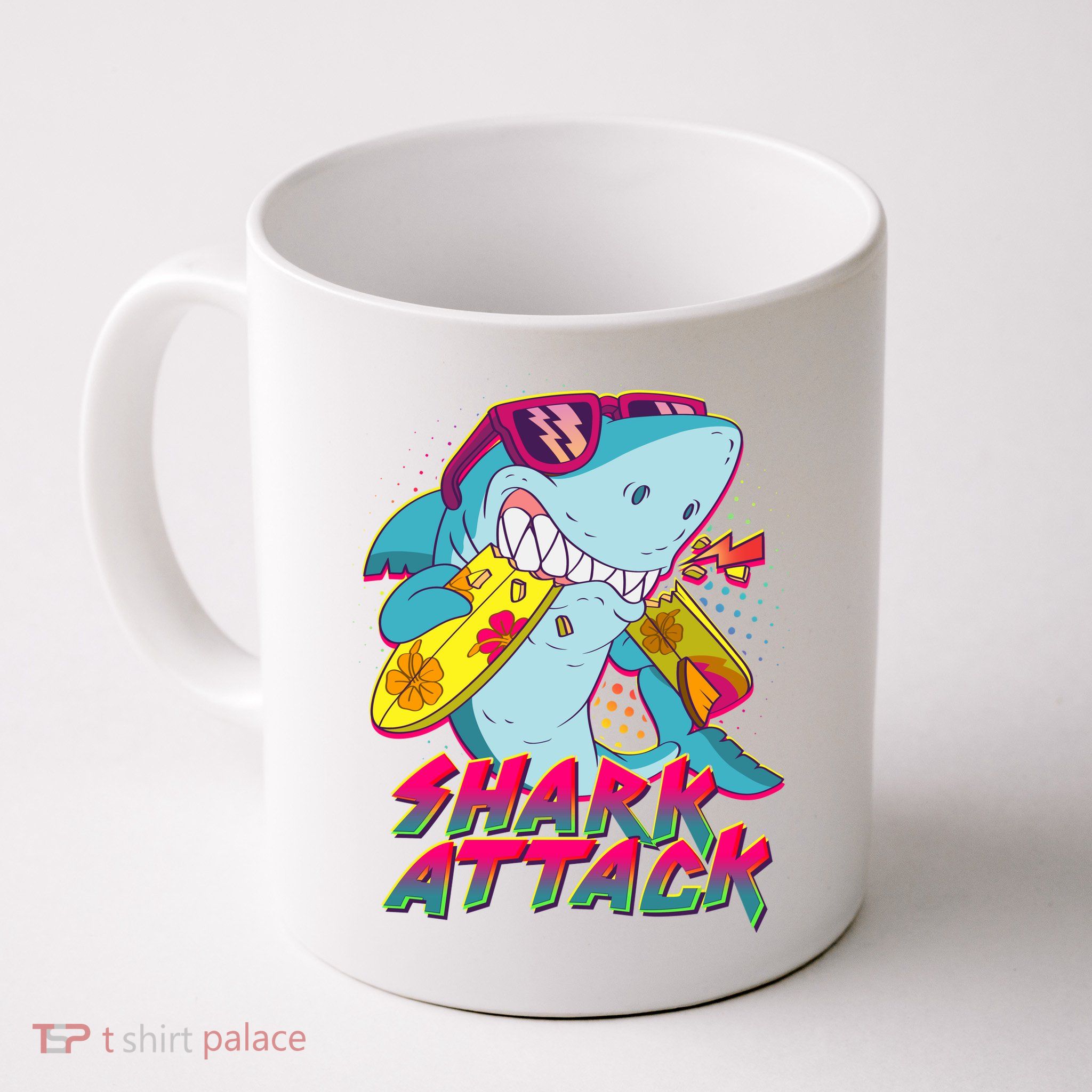 Funny Retro 80s Shark Attack Mug