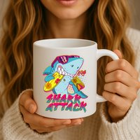 Funny Retro 80s Shark Attack Mug