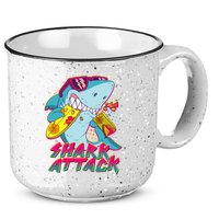 Funny Retro 80s Shark Attack 15oz Campfire Ceramic Mug