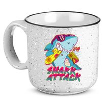 Funny Retro 80s Shark Attack 15oz Campfire Ceramic Mug