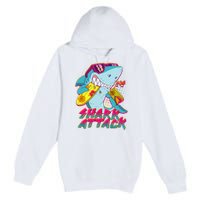 Funny Retro 80s Shark Attack Premium Pullover Hoodie