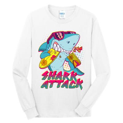 Funny Retro 80s Shark Attack Tall Long Sleeve T-Shirt