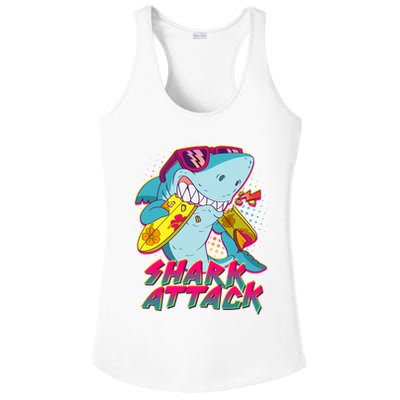 Funny Retro 80s Shark Attack Ladies PosiCharge Competitor Racerback Tank
