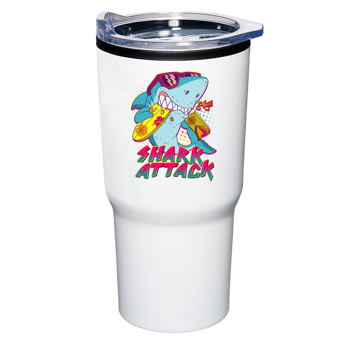Funny Retro 80s Shark Attack Tumbler