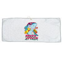 Funny Retro 80s Shark Attack Large Microfiber Waffle Golf Towel