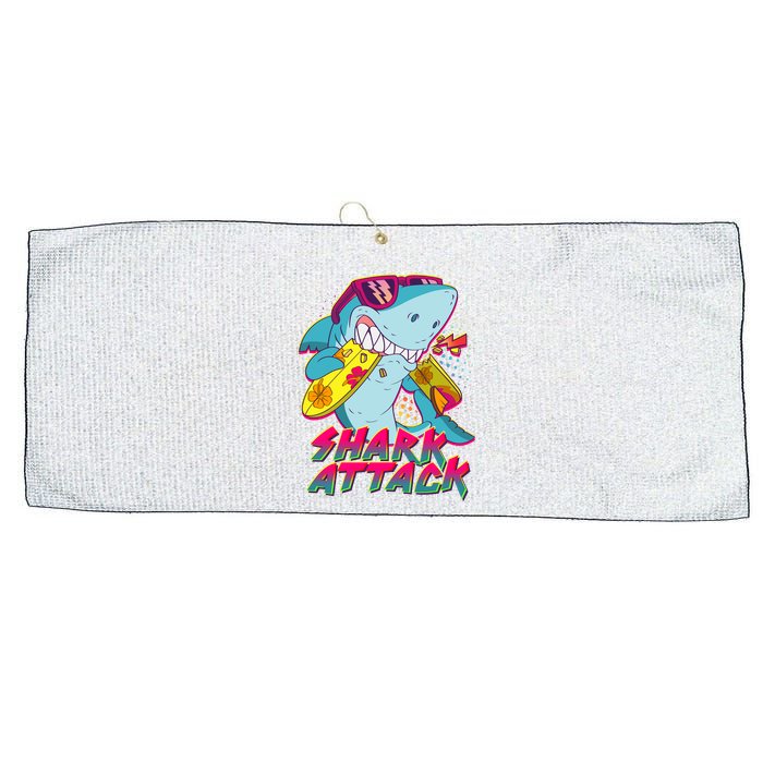 Funny Retro 80s Shark Attack Large Microfiber Waffle Golf Towel