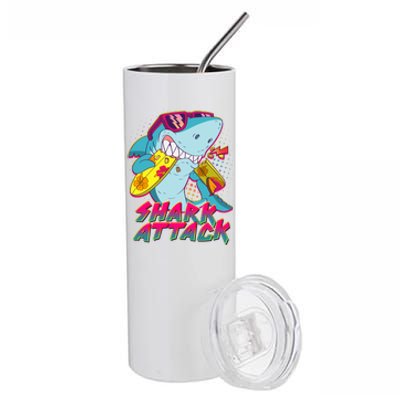 Funny Retro 80s Shark Attack Stainless Steel Tumbler