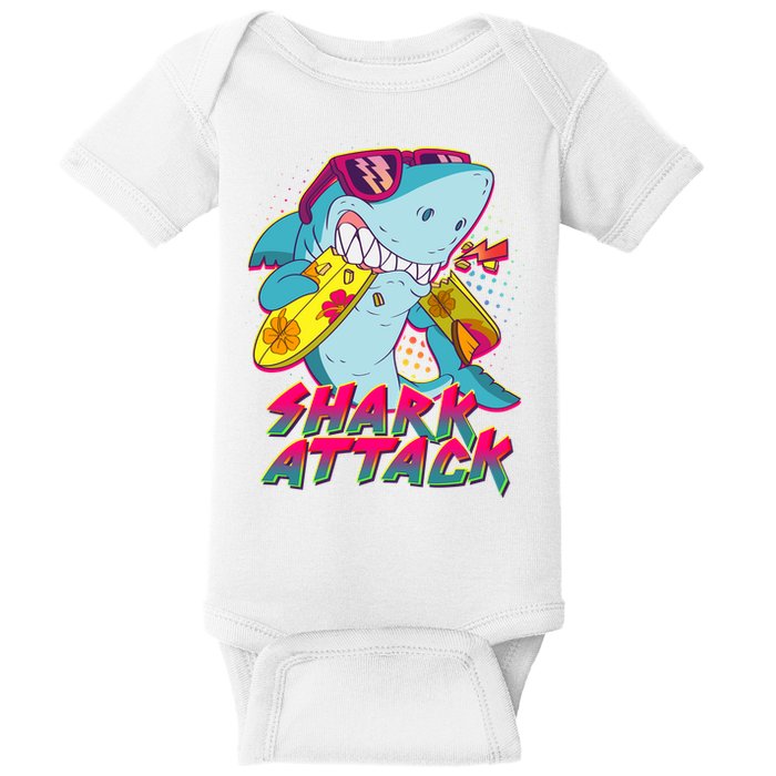 Funny Retro 80s Shark Attack Baby Bodysuit