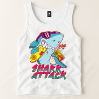 Funny Retro 80s Shark Attack Tank Top