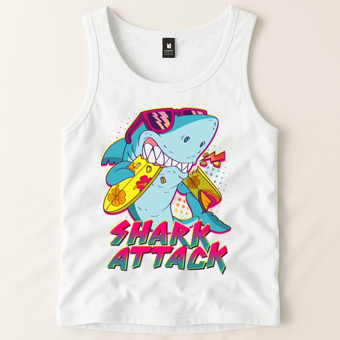 Funny Retro 80s Shark Attack Tank Top